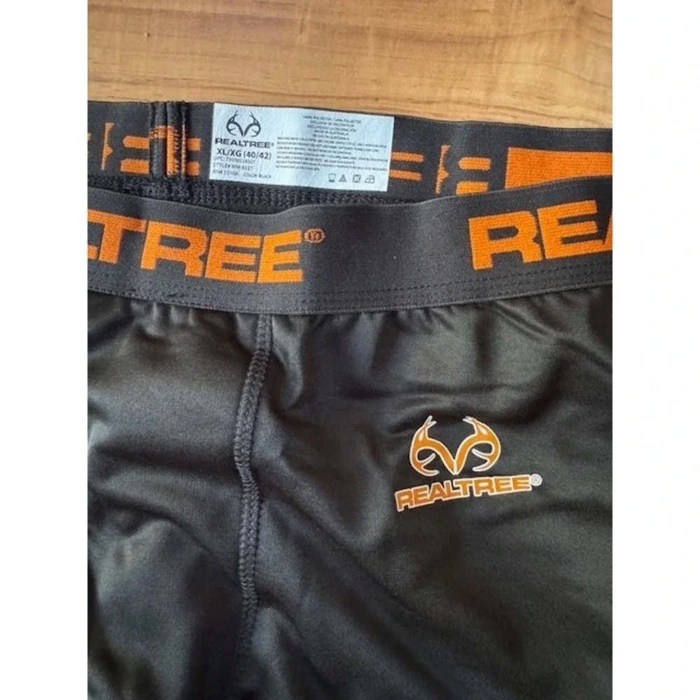 Realtree Mens XL Black Base Layer Pants Thermal‎ Hunting Outdoors Fleece Lined